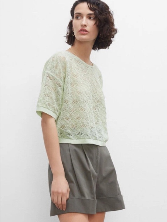 Club Monaco Tops - Club Monaco Lace Stitch Oversized Boxy Tee Blouse In Mint Green Sz M